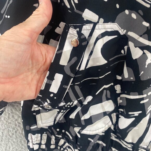 Chicos Jacket Womens 1 US Medium Black White Pattern Zenergy Mock Neck Stretch - Picture 8 of 11